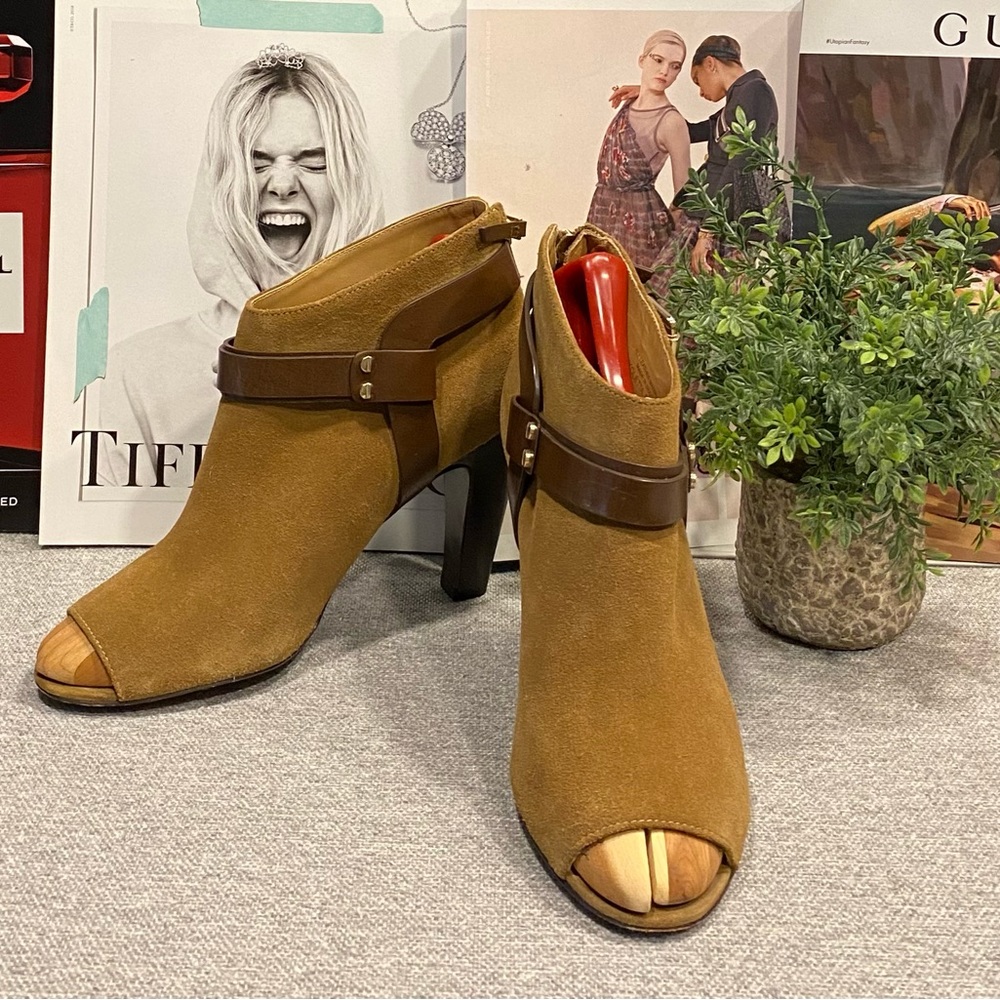 Vince Camuto Suede Ankle Boots Peep Toe